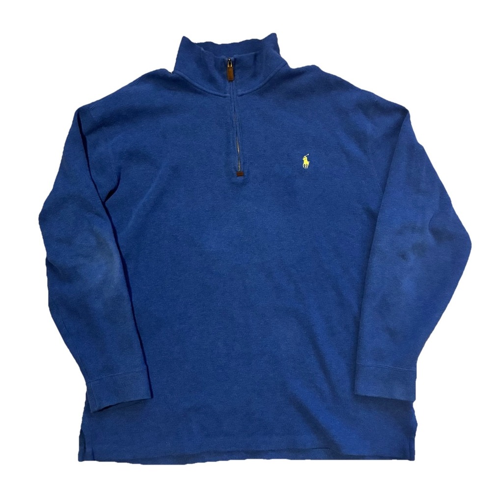 Polo Ralph Lauren Sweater Men's XL Tall Royal Blue 1/4 Zip Pullover Pony Preppy